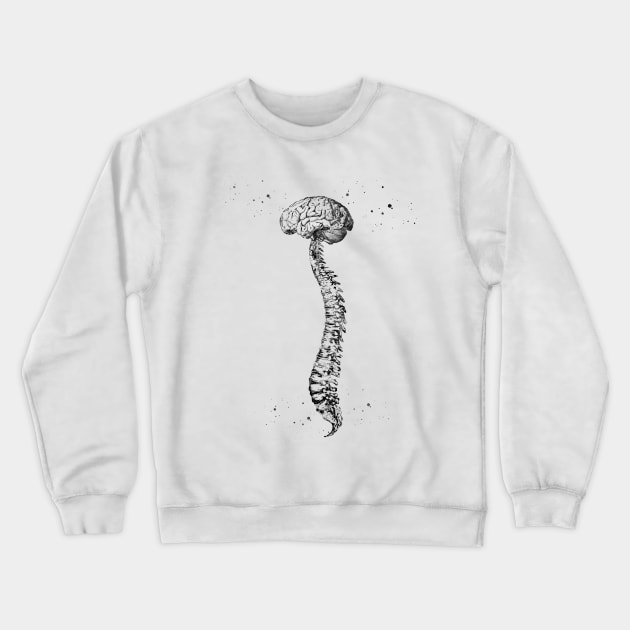 Human Spine with Brain Crewneck Sweatshirt by erzebeth